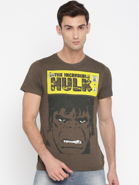 

Splash Men Brown Printed Round Neck T-shirt