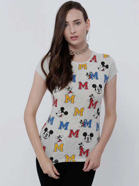 

Splash Women Grey Printed Round Neck T-shirt