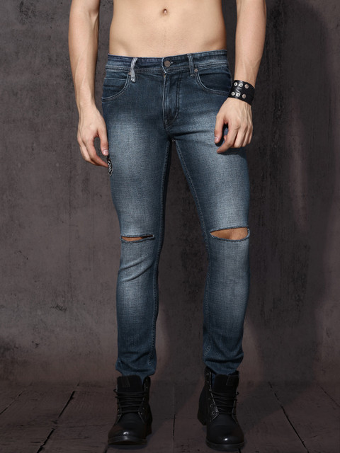 

Roadster Men Blue Skinny Fit Mid-Rise Slash Knee Stretchable Jeans