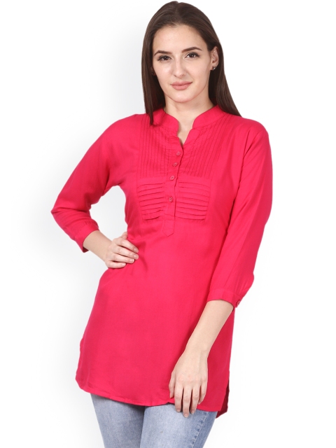 

Saadgi Women Pink Solid Straight Kurti