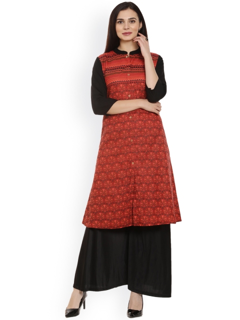 

Soch Women Maroon Printed A-Line Kurta