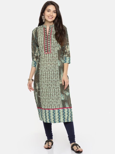 

Soch Women Grey Printed A-Line Kurta