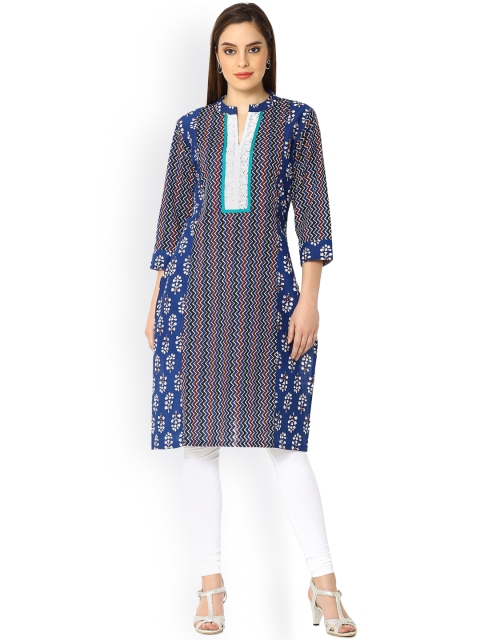 

Soch Women Navy Blue & Black Printed A-Line Kurta
