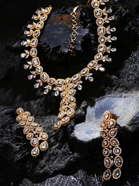 

Melani Borsa Gold-Plated Handcrafted American Diamond Jewellery Set