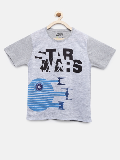 

YK Star Wars Boys Grey Melange Printed Round Neck T-shirt