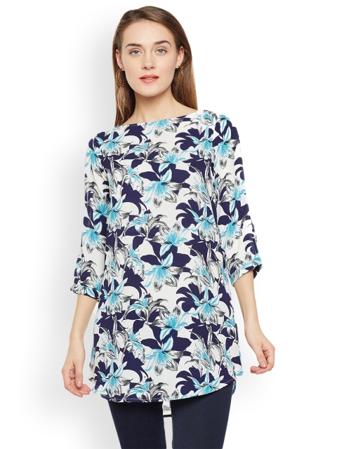 

Ruhaans Off-White & Blue Printed Tunic