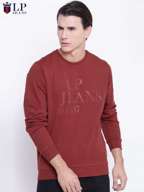

Louis Philippe Jeans Men Rust Red Printed Sweatshirt
