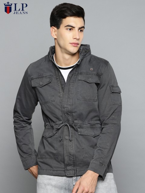 

Louis Philippe Jeans Men Grey Solid Hooded Tailored Jacket