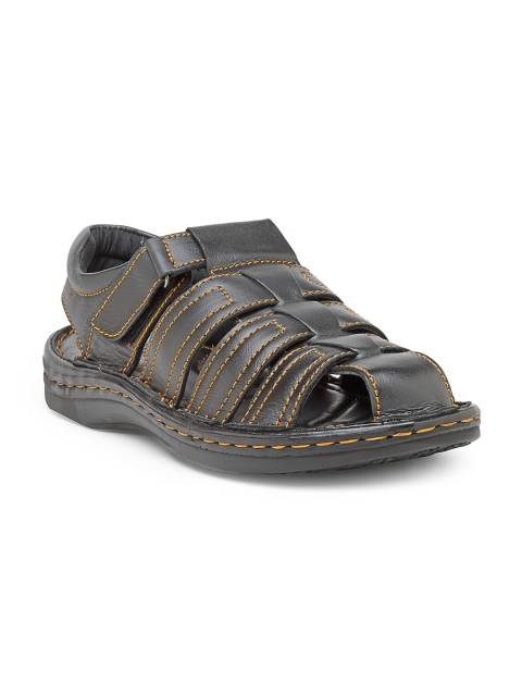 

Teakwood Leathers Men Black Shoe-Style Sandals