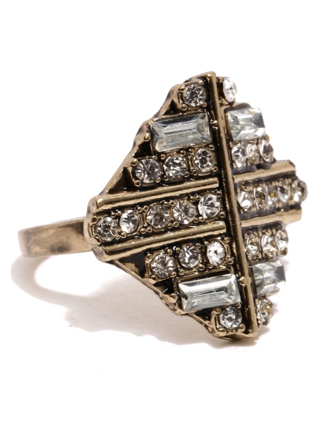 

Accessorize Antique Gold-Toned Crystal Stone-Studded Ring