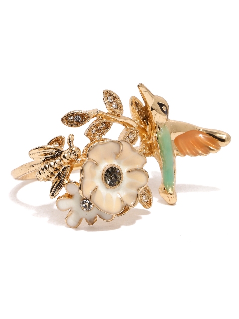 

Accessorize Gold-Toned Floral-Shaped Crystal Stone-Studded Ring