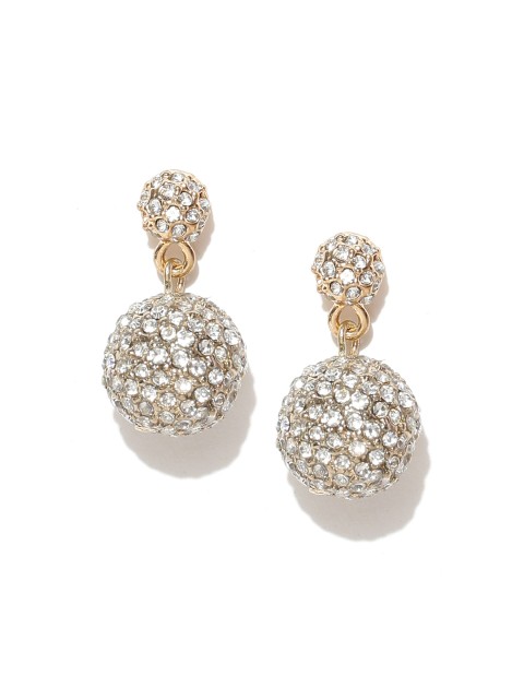 

Accessorize Gold-Toned & Off-White Stone-Studded Classic Drop Earrings