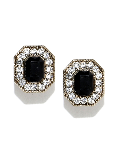 

Accessorize Black & Antique Gold-Toned Stone Studs