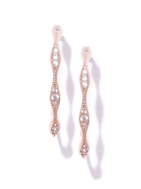 

Accessorize Rose Gold-Plated CZ Stone-Studded Circular Half Hoop Earrings
