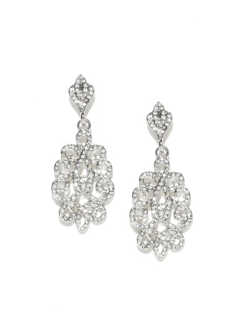 

Accessorize Silver-Toned Stone-Studded Contemporary Drop Earrings