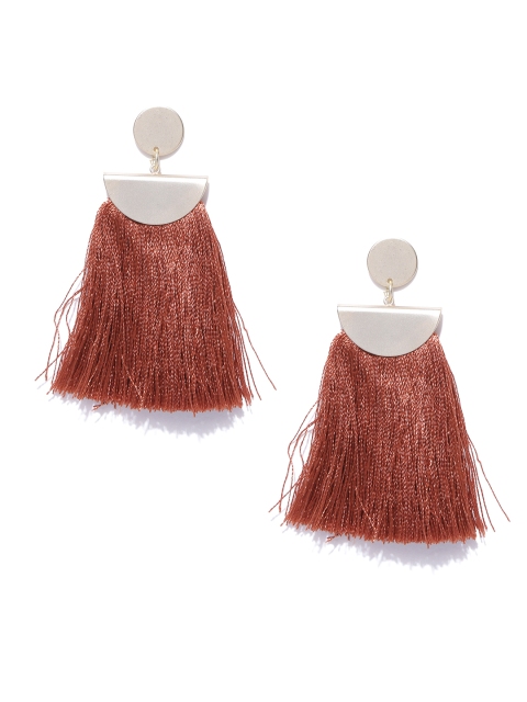

Accessorize Gold-Toned & Brown Tasseled Drop Earrings
