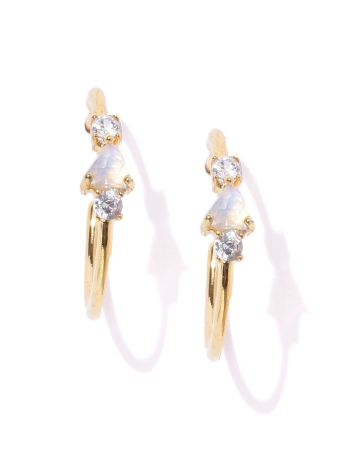 

Accessorize Off-White Gold-Plated Stone-Studded Classic Half Hoop Earrings