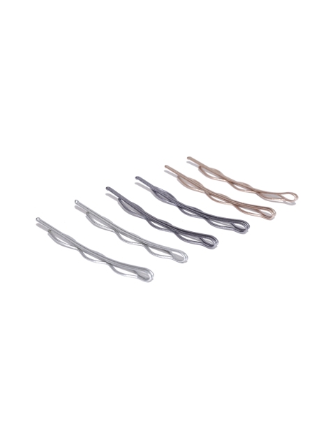 

Accessorize Set of 6 Hairclips, Silver