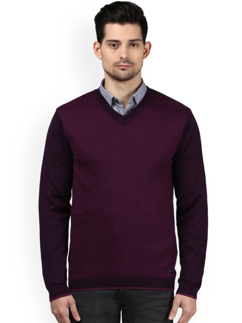 

Park Avenue Men Purple Self Design Pullover