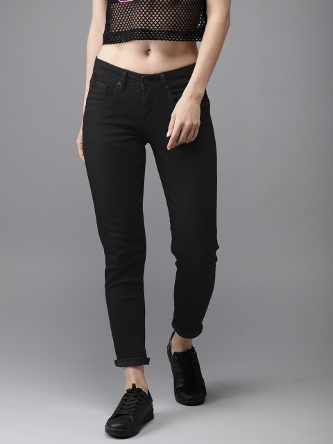 

Moda Rapido Women Black Skinny Fit Mid-Rise Clean Look Stretchable Cropped Jeans