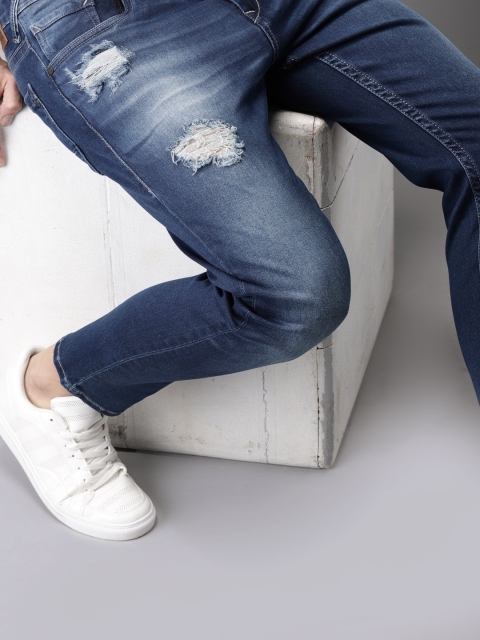 

Moda Rapido Men Blue Slim Fit Cropped Mid-Rise Mildly Distressed Stretchable Jeans