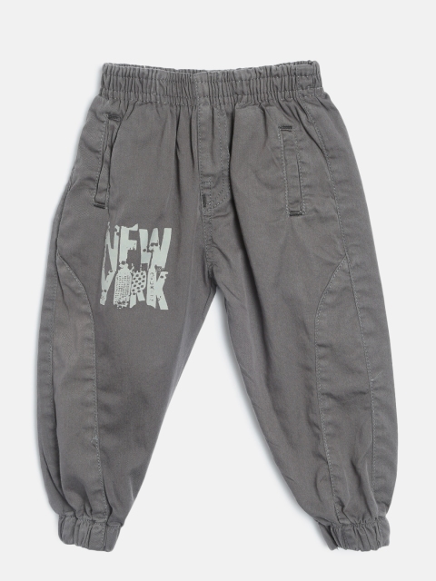 

Kid Studio Boys Grey Loose Fit Solid Joggers