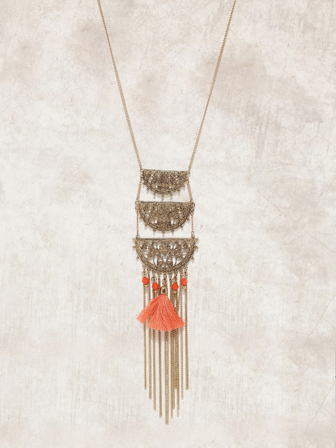 

Anouk Gold-Toned & Orange Metal Antique Necklace
