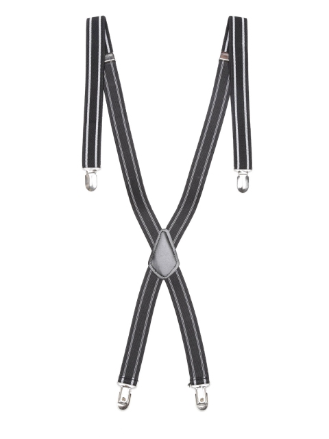

The Bro Code Men Black & Off-White Striped Suspenders