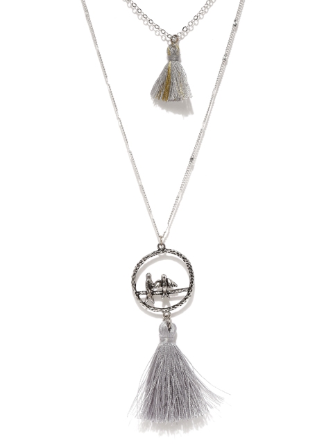 

DressBerry Silver-Toned Metal Layered Necklace