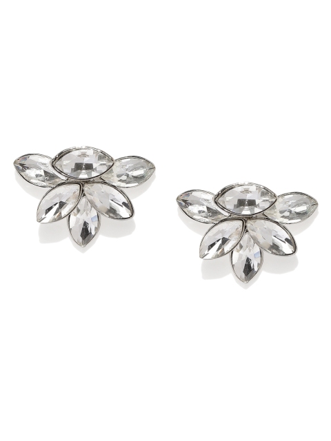 

DressBerry Silver-Toned Leaf-Shaped Studs