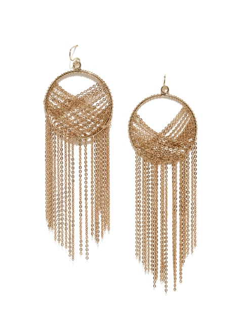 

DressBerry Gold-Toned Circular Tasselled Drop Earrings