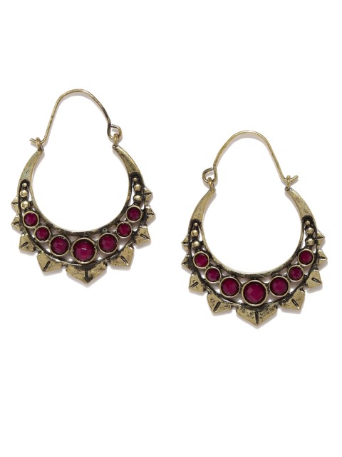 

DressBerry Gold-Toned & Pink Crescent Shaped Chandbalis