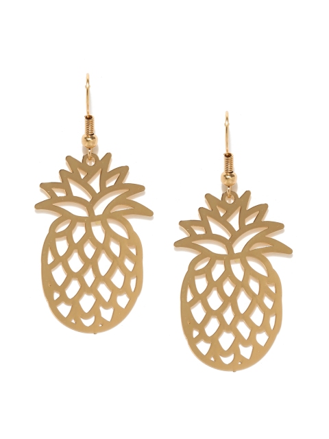 

DressBerry Gold-Toned Pineapple-Shaped Quirky Drop Earrings