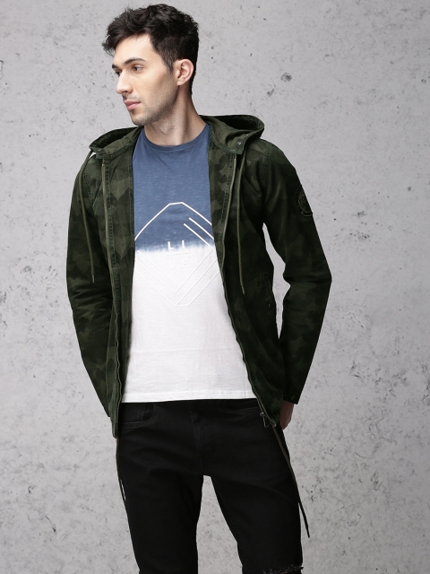 

Ecko Unltd Men Olive Green Printed Tailored Jacket