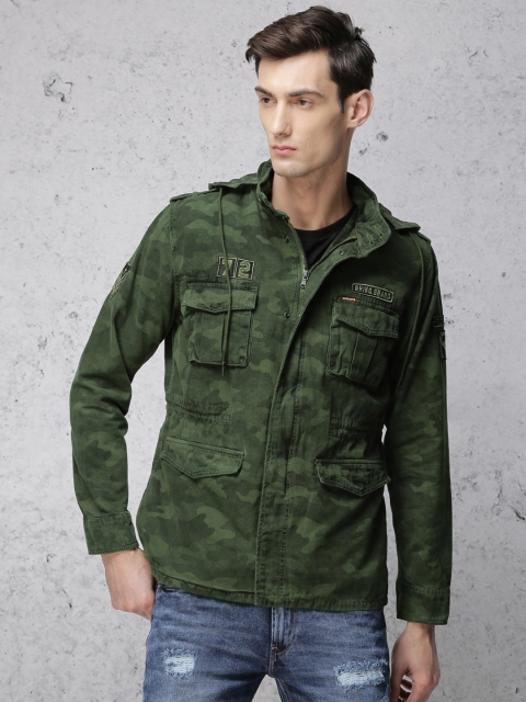 

Ecko Unltd Men Olive Green Printed Tailored Jacket