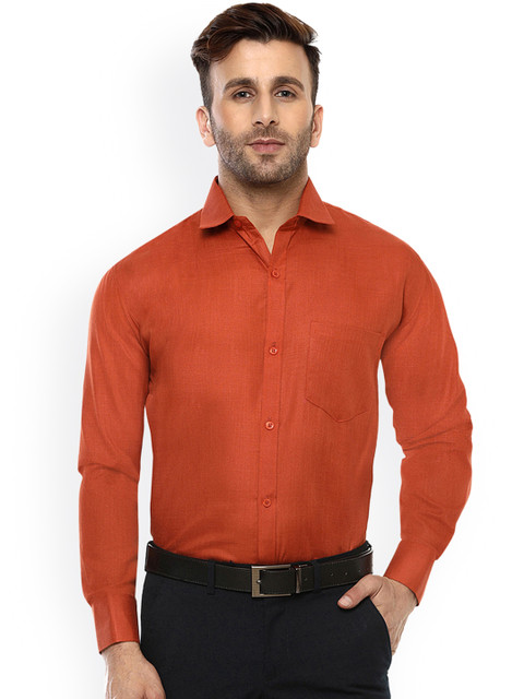 

Hangup Men Rust Comfort Regular Fit Solid Formal Shirt