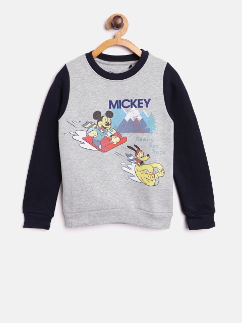 

YK Disney Boys Grey Melange Printed Sweatshirt