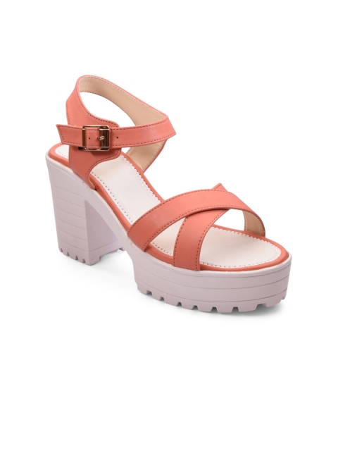 

meriggiare Women Peach-Coloured Solid Sandals