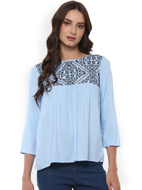 

The Vanca Women Blue Solid Top