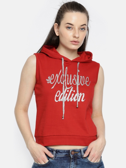 

Jealous 21 Women Red Printed Hooded Sweatshirt