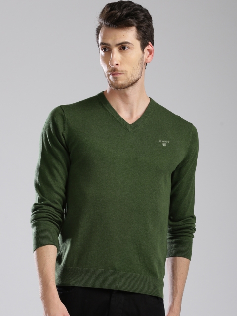 

GANT Men Green Solid Pullover