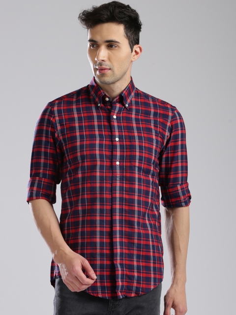 

GANT Navy Blue & Red Checked Regular Fit Casual Shirt