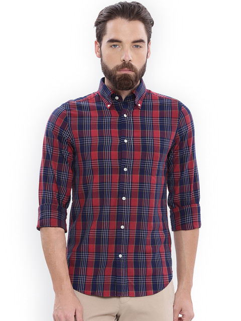 

GANT Men Blue & Red Slim Fit Checked Casual Shirt