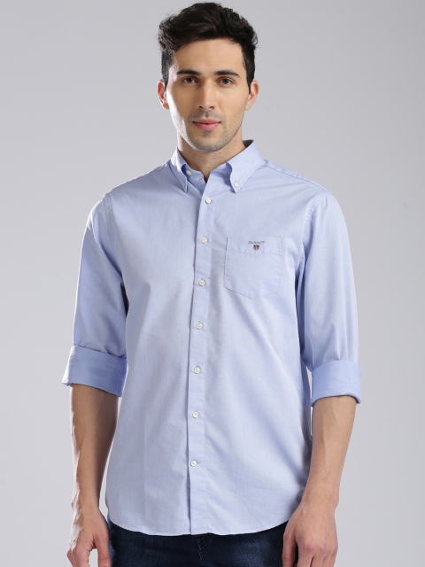 

GANT Men Blue Regular Fit Solid Casual Shirt