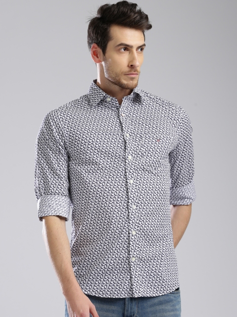 

GANT Men Navy Blue & White Regular Fit Printed Casual Shirt