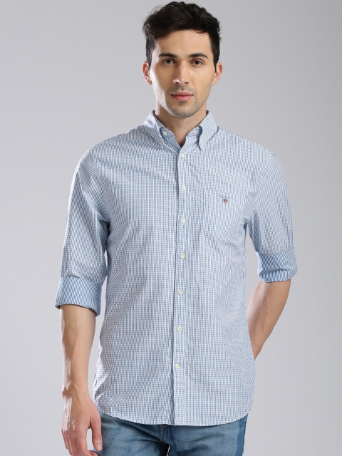 

GANT Men Blue & White Regular Fit Checked Casual Shirt