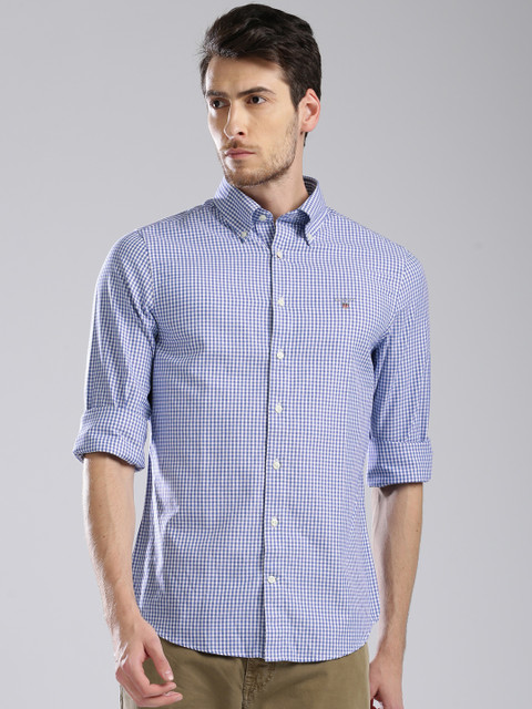 

GANT Men Blue & White Regular Fit Checked Casual Shirt