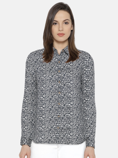 

U.S. Polo Assn. Women Women Navy Blue Regular Fit Printed Casual Shirt