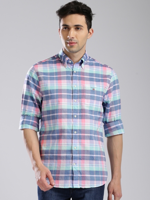 

GANT Men Blue & Pink Regular Fit Checked Casual Shirt