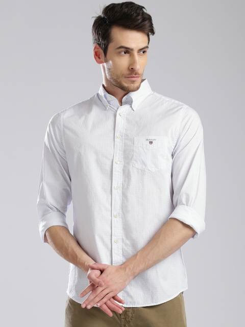 

GANT Men White Slim Fit Printed Casual Shirt